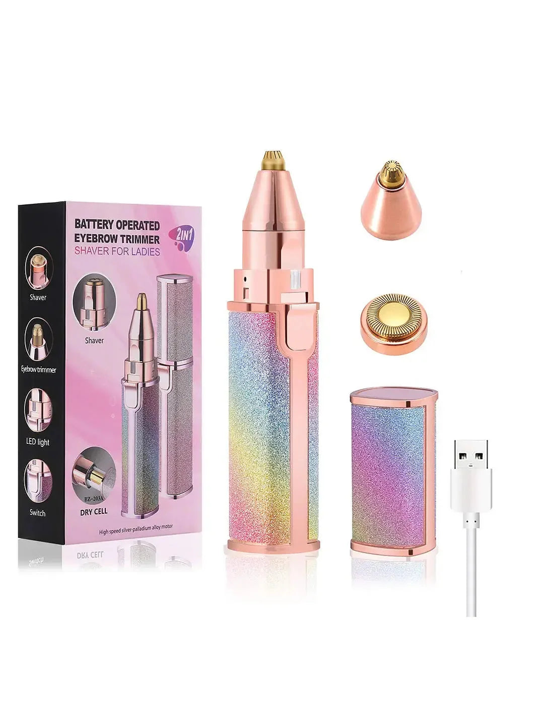 2 In 1 Rechargeable Flawless Eyebrow & Facial Hair Remover -