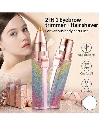 2 In 1 Rechargeable Flawless Eyebrow & Facial Hair Remover -